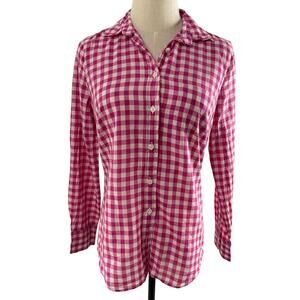 J.Crew Preppy Fuschia/White Gingham Button-up Shirt, Size XS